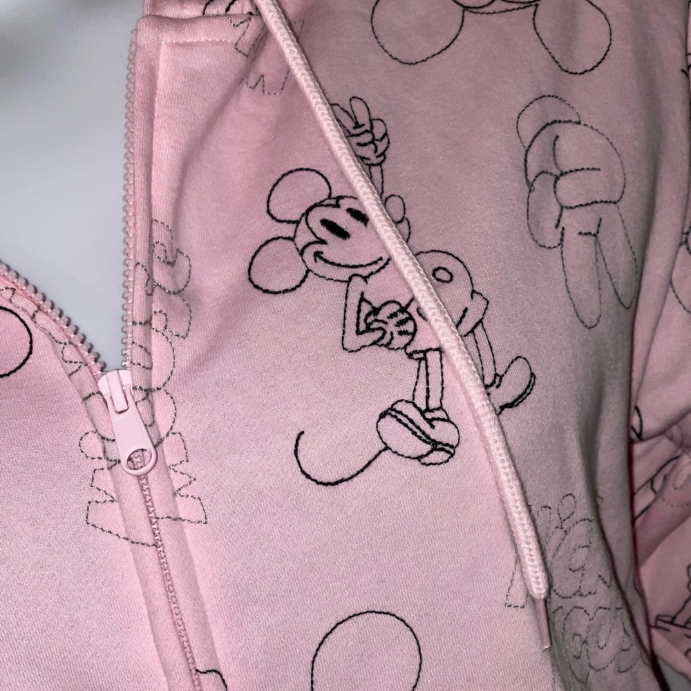 Brand New! DISNEY MICKEY MOUSE EMBROIDERED PINK HOODIE JACKET - Picture 3 of 10